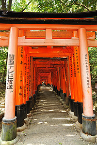 木制门宗教人行道旅游文化走廊城市红色神社旅行橙子图片