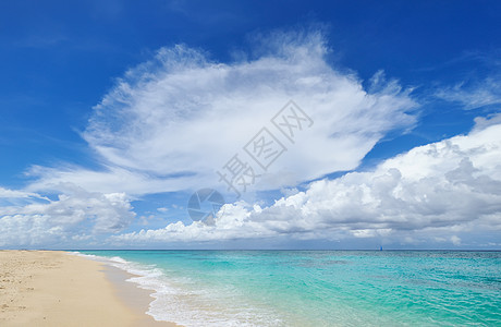 美丽的海滩蓝色处女冲浪海浪风景海岸线海洋热带地平线旅行图片