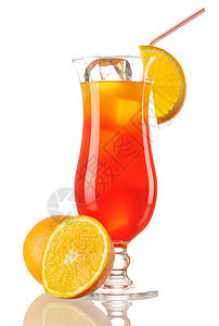 龙舌兰太阳升起鸡尾酒食物苏打玻璃橙子热带酒精反射糖浆果汁白色图片