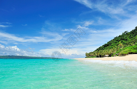 美丽的海滩荒野处女海岸线海洋蓝色热带海浪边缘假期旅行图片