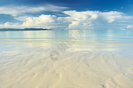 美丽的海滩边缘海洋处女热带海岸线风景海景蓝色荒野地平线图片