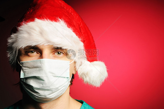 外科圣诞老人微笑外套医疗面具从业者成人男性职业药品卫生图片