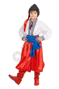 穿着乌克兰民族服装的男孩 孤立无援图片