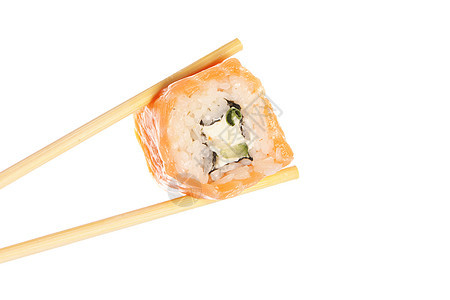寿司卷和筷子海鲜奶油海藻食物白色美食午餐图片
