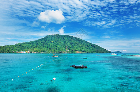 美丽的海景热带天空蓝色海洋风景假期海岸线旅行图片