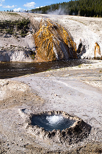 美国怀俄明黄岩国家公园沸腾喷泉公园地热水池气泡火山国家活力图片