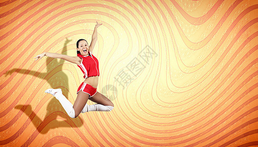 年轻女子跳舞跳跃灵活性行动工作室女孩女性霹雳舞者演员运动音乐体操图片