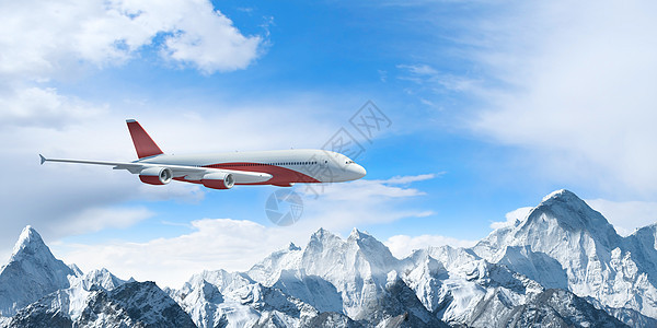 高山上空的白色客机天线假期地形旅游机器冰川机身飞机地平线风景图片