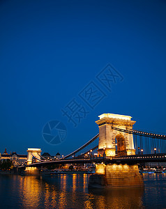 匈牙利布达佩斯Szechenyi连锁桥地标建筑学河岸反射城市图片
