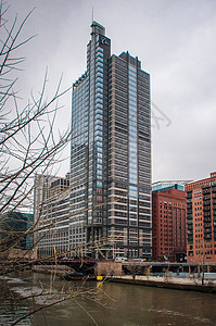 芝加哥天线大街天空吸引力反射商业阳光摩天大楼市中心地标办公室图片
