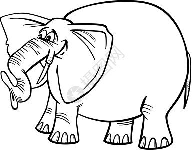 彩色大象漫画插图图片