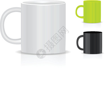 在白色背景上孤立的杯子插图反射早餐制品陶瓷液体厨房咖啡陶器餐具图片