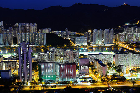 晚上在香港市中心建筑物摩天大楼地标办公室天际城市图片