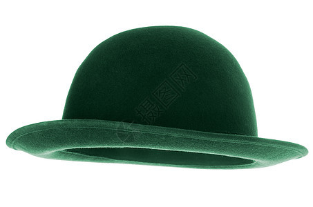 绿色旧帽子丝带毛毡金属古董装饰女士棕色图片