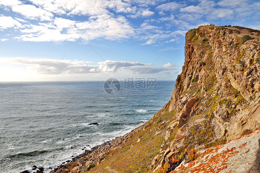 海边岩悬崖葡萄牙力量全景旅游日出海浪场景海岸线悬崖地标旅行图片