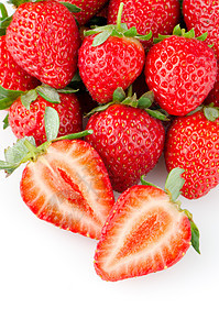 开胃草莓白色甜点水果浆果果味红色图片