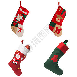 圣诞红丝袜松树风格展示短袜白色传统装饰装饰品活力礼物图片