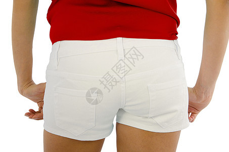 白色上孤立的短裤女士服装女性棉布运动内裤衣服蕾丝纺织品裤子图片