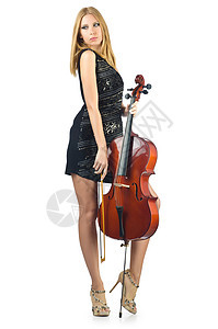 白色大提琴女艺人男性独奏艺术家交响乐中提琴木头艺术旋律提琴手小提琴图片
