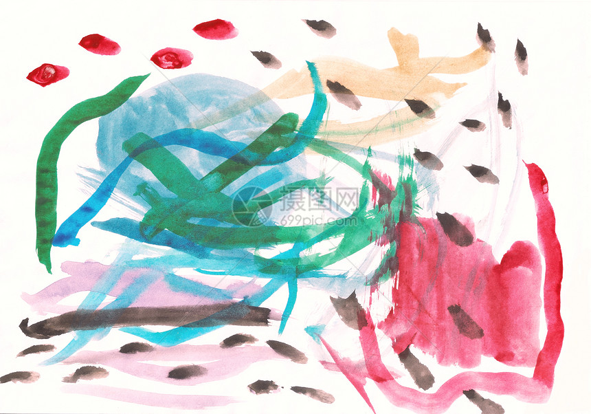 儿童在纸上画水彩色的多色儿童产品插图白色绘画个性图片