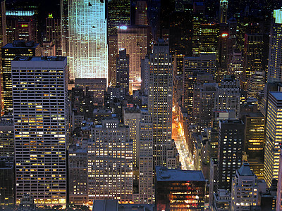 纽约市夜景之夜建筑物日出反射生活天际商业地标街道景观旅游图片