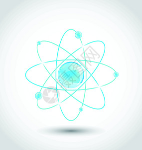 白色背景上孤立的原子符号辉光粒子化学品质子神经元蓝色活力力量圆圈玻璃图片