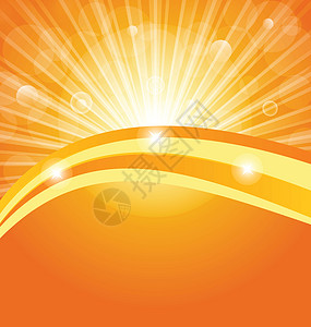 带阳光光照的简要背景背景橙子致盲插图强光射线太阳光线耀斑波浪状日落日光图片