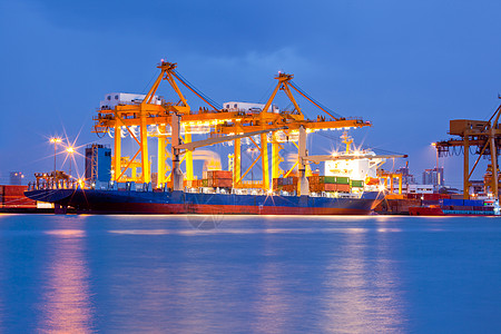 集装箱货运货船船厂贸易支撑货轮商业货物蓝色码头贮存衬垫图片