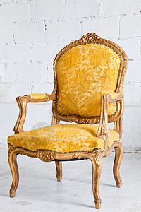 黄臂椅子古董皇家黄色衣服风格奢华长椅家具装饰优雅图片