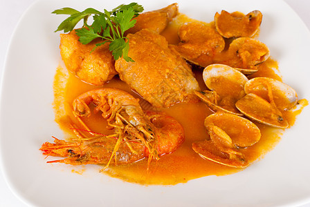 梅鲁扎拉西德拉贝类海鲜餐厅盘子甲壳对虾服务美食动物蛤蜊图片