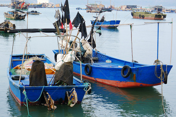 渔船热带航海风景钓鱼旅行海岸支撑假期绳索蓝色图片