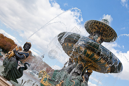 巴黎F号康科德广场的不流河商业和航行城市历史蓝色雕塑纪念碑地标天空国家雕像飞溅图片