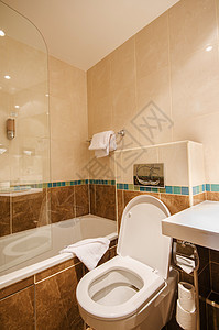 现代洗手间中的厕所奢华酒店卫生民众装饰地面房子风格陶瓷浴室图片