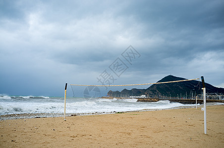 暴风度假胜地海滩海岸线波浪戏剧性雷雨灾难海洋云景天气海岸图片