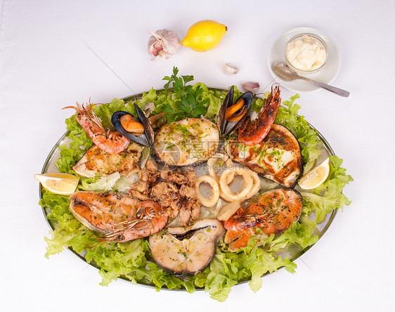 和marisco巴里拉达午餐服务鱿鱼圈乌贼美食对虾贝类图片