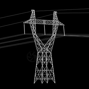 高压电力线的轮廓 矢量图活力绝缘体插图建造技术电缆电压工业基础设施力量图片