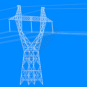 高压电力线的轮廓 矢量图电气接线黑色力量危险基础设施绝缘体插图电压技术图片