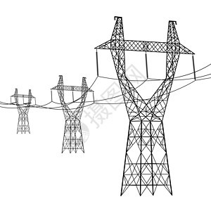 高压电力线的轮廓 矢量图危险接线变压器绝缘体工业电压网络插图力量电气图片