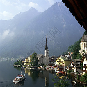 奥地利Hallstat港口教会山脉图片