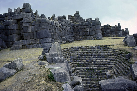 秘鲁萨萨赛瓦曼建筑文明石工废墟阳台农业山脉图片