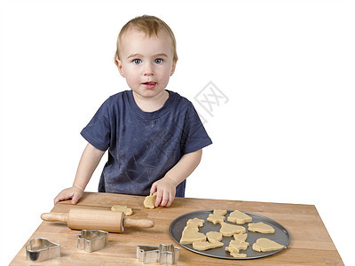 儿童做饼干营养品食物切割甜食蛋糕桌子擀面杖婴儿白色家庭图片