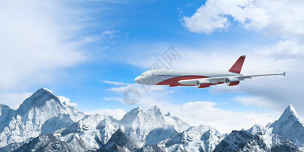 高山上空的白色客机航班翅膀冰川晴天顶峰土地天线机器蓝色太阳图片