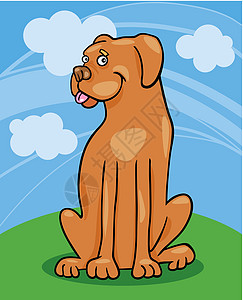 框体狗狗卡通插图公园小狗绘画尾巴吉祥物快乐红色拳击手棕色漫画图片
