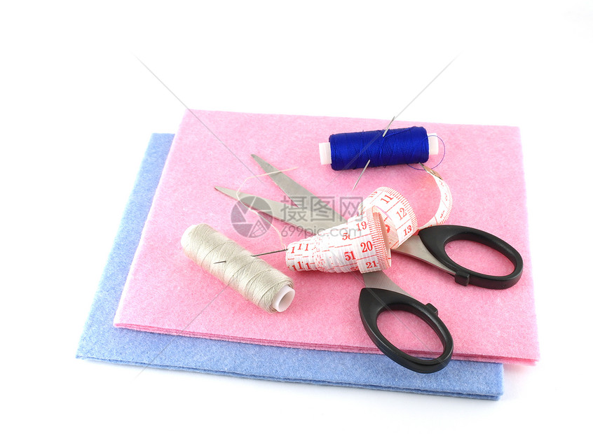 白对白的家用工具工作棉布正方形磁带制衣卷轴裁缝维修女裁缝针线活图片