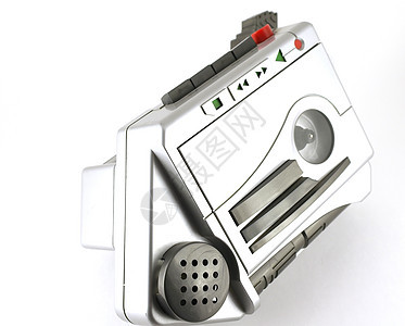旧音乐播放器 磁音记录技术盒子扬声器红色电子产品磁带绿色圆圈音乐图片