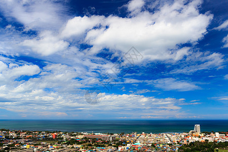 泰国省Huahin市观点天空景观蓝色房子场景天际线条建筑房屋城市图片