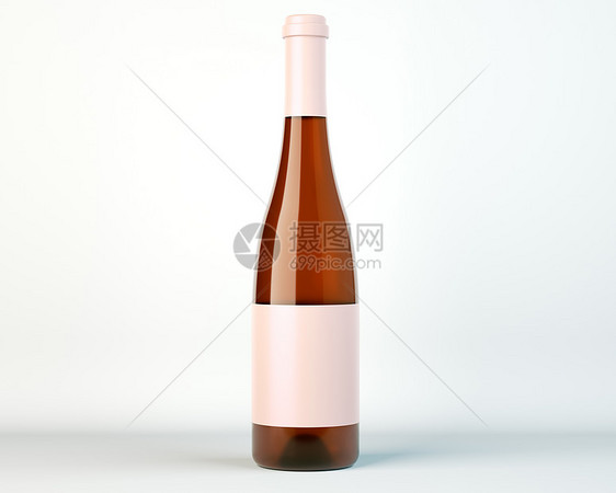 带空白标签的白葡萄酒或白兰地软木塞瓶图片