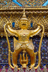 曼谷大宫金加露司蓝色异国历史性奢华佛教徒寺庙旅行旅游建筑艺术图片