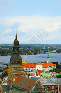 拉脱维亚里加联盟地标中心城市脚手架住宅钟楼景观旅游旅行图片