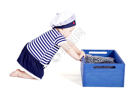 玩水手时装的可爱小宝宝童年帽子喜悦家庭海洋戏服女性幸福男生女孩图片